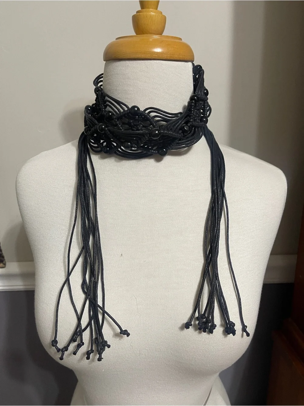 Boho Black Macrame Fringe Tie Waist Chain Belt